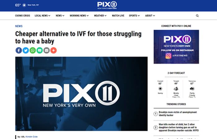 Screenshot of an article - Cheaper alternative to IVF for those struggling to have a baby.